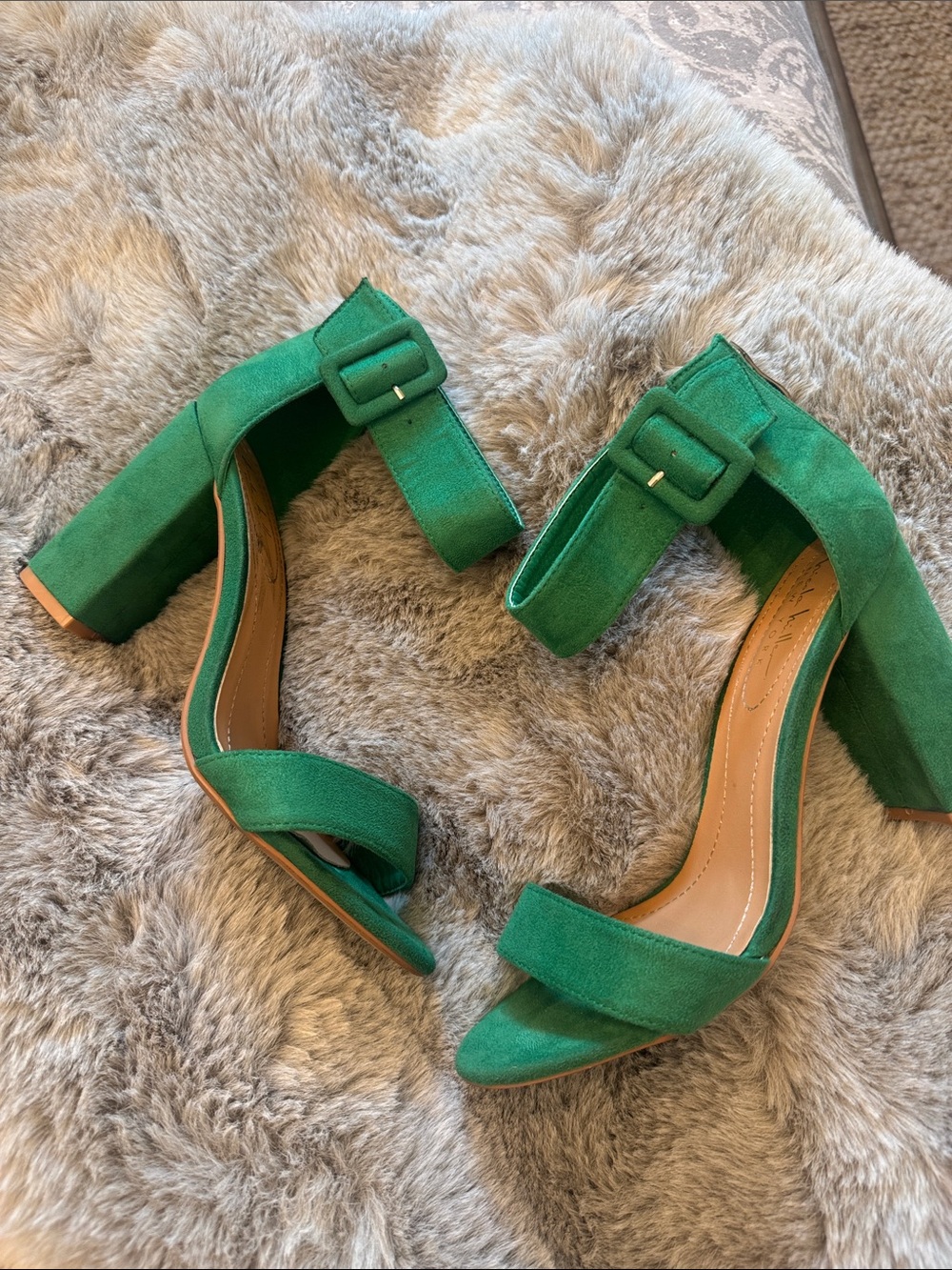 Nicole Miller Green Suede Block Heel Sandals - Women